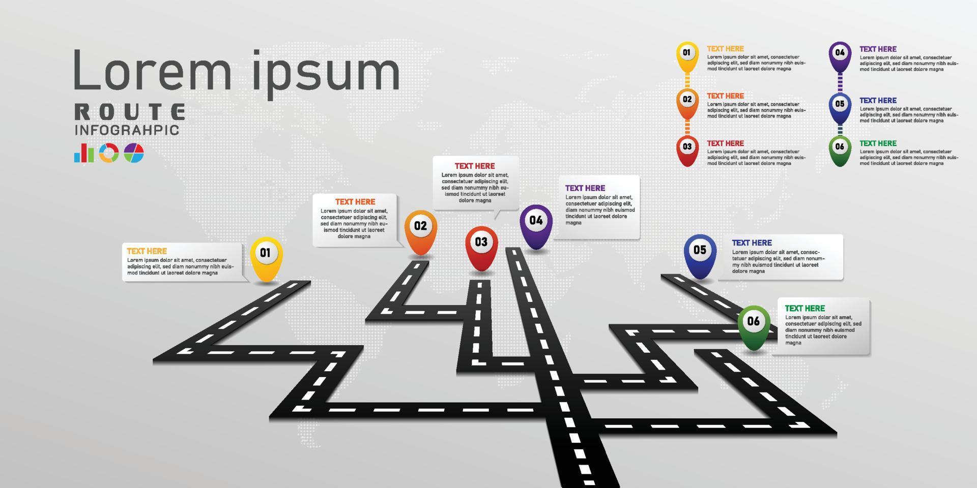 rijweg route infographic vector illustratie met kleurrijk onderwerp informatie, route vooruitgang doelwit routekaart concept