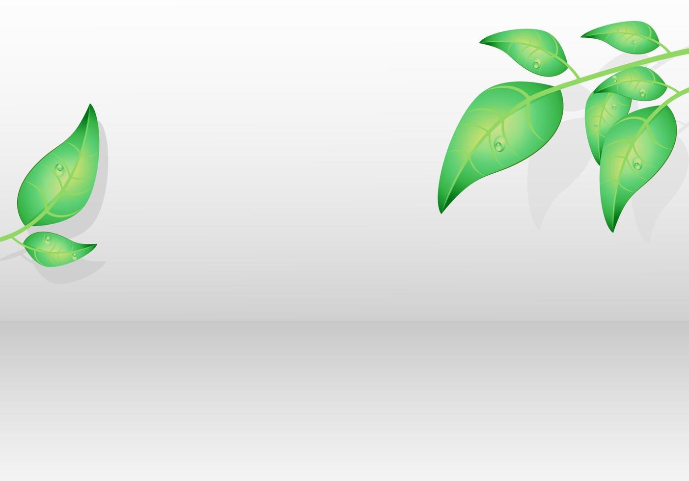 realistisch groen bladeren geïsoleerd Aan een wit achtergrond met druppels van dauw. voor ansichtkaart, kaart, uitnodiging, poster, banier sjabloon belettering typografie. vector illustratie