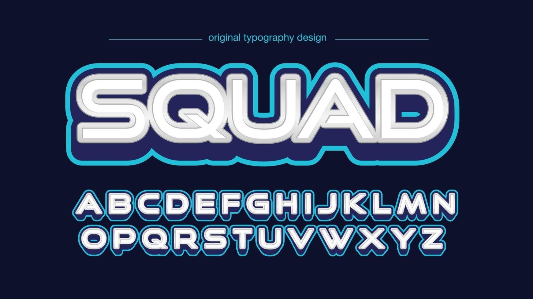 witte en blauwe 3d typografie van het spellogo vector