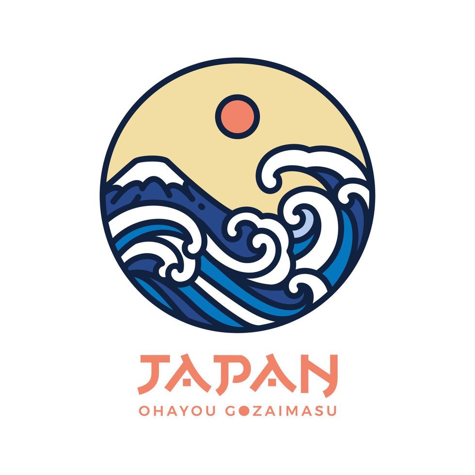 Japan logo ontwerp en Golf water vector. vector
