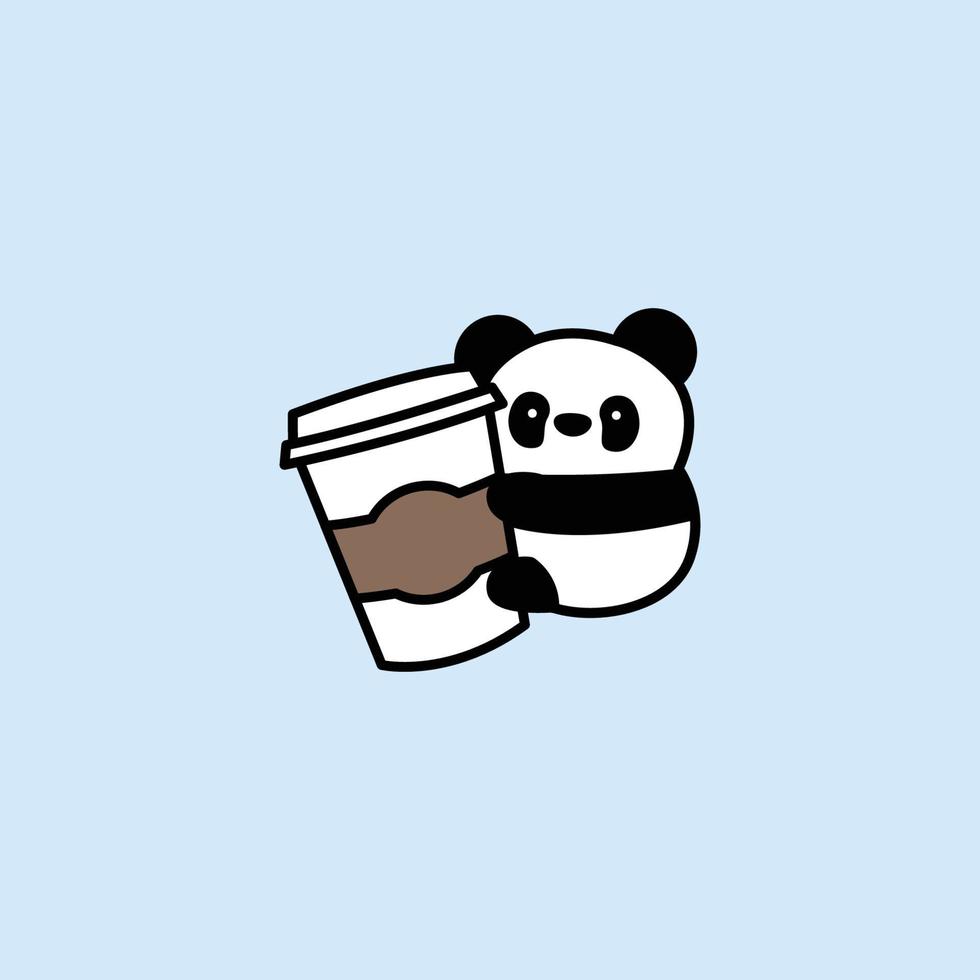 schattige panda houdt van koffie tekenfilm, vectorillustratie vector