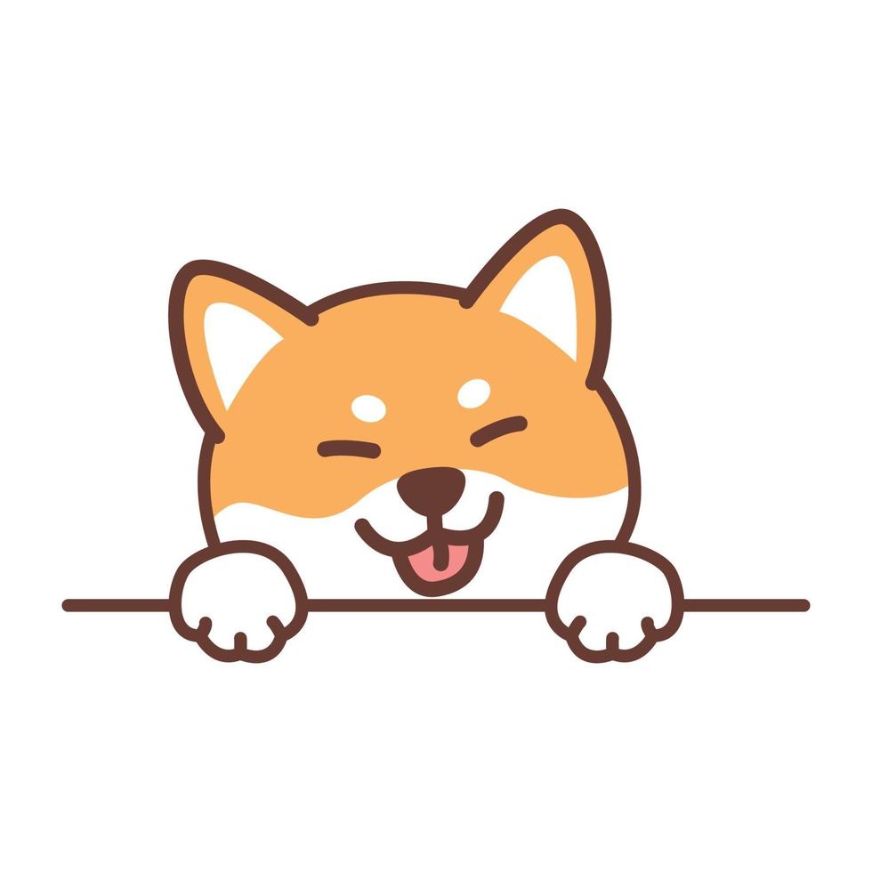 schattige shiba inu hond klauwen omhoog over muur, vectorillustratie vector