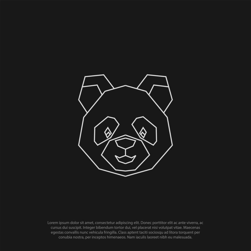 logo ontwerp lijn kunst veelhoekige panda hoofd, dier panda hoofd, vector ontwerp