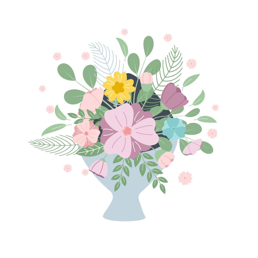 boeket van bloemen. geschenk concept, lente, vreugde.vector illustratie voor uw ontwerp. vector