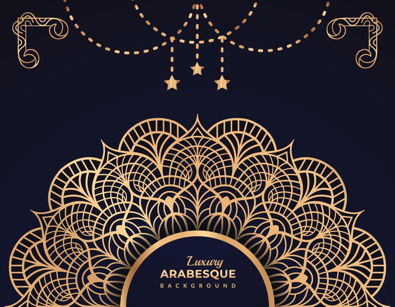 luxe arabesk mandala achtergrond in goud kleur Islamitisch stijl vector