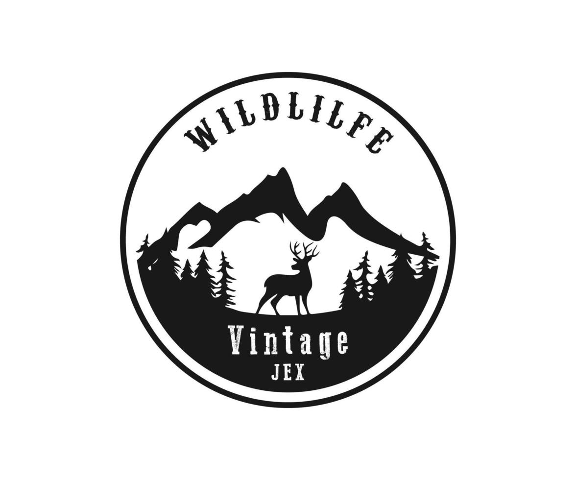 wijnoogst ontdekkingsreiziger logo, wildernis, avontuur, camping embleem grafiek vector