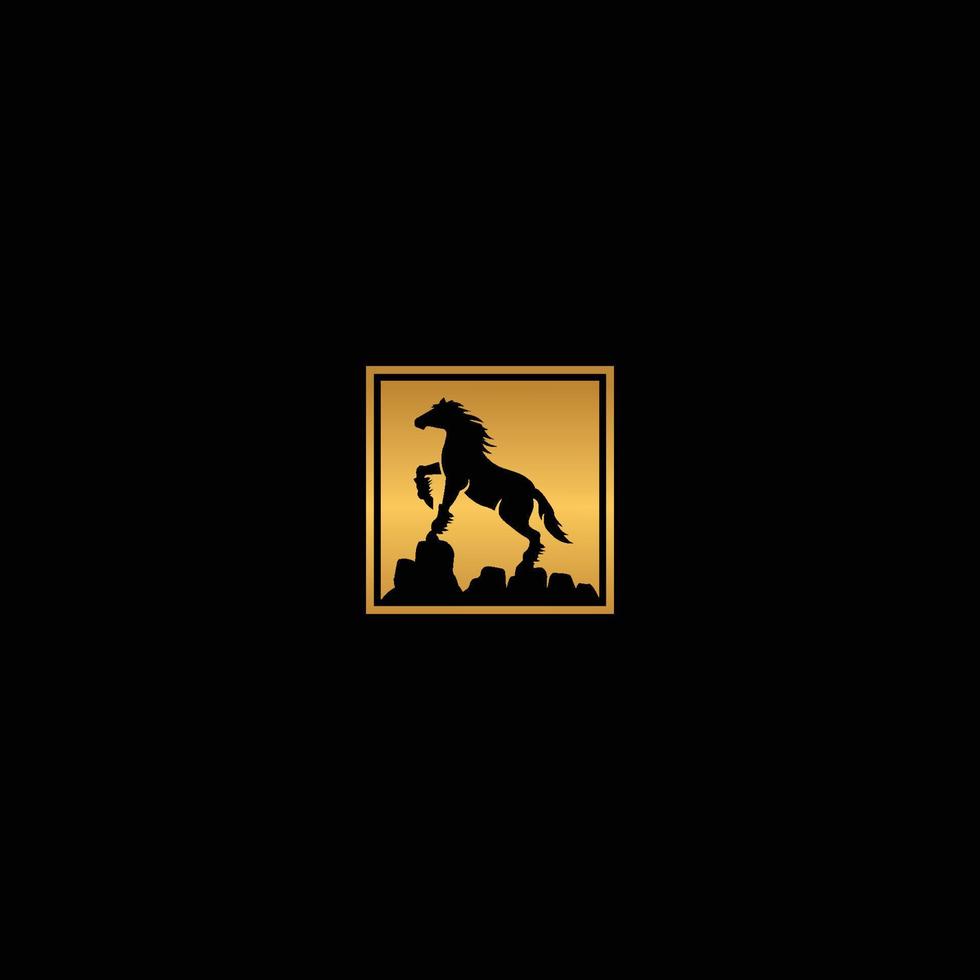 silhouet gouden paard logo vector