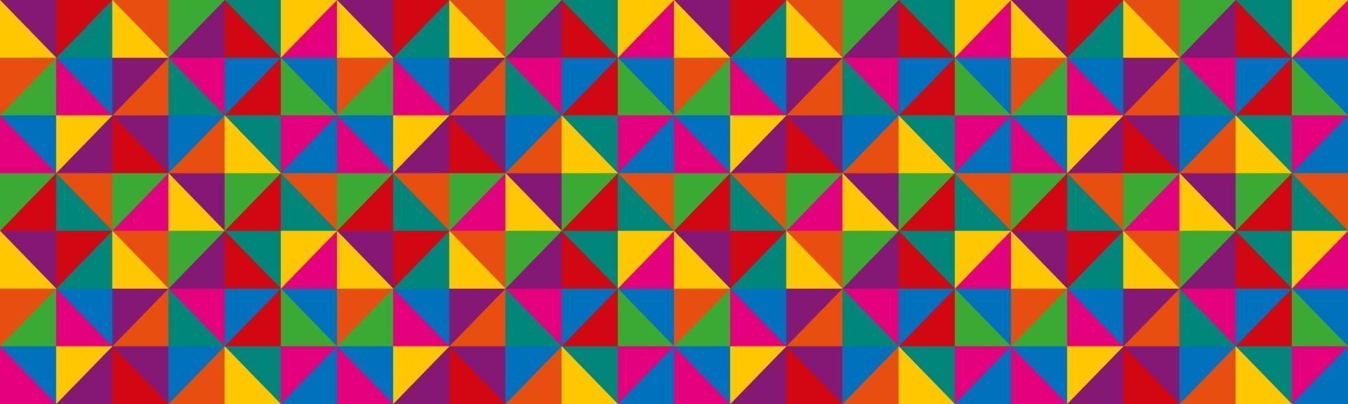 abstract vector driehoeken koptekst. kleurrijke geometrische driehoekige banner. naadloze patroon van geometrische vormen. kleurrijk mozaïek