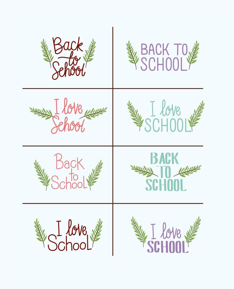 terug naar school belettering set vector