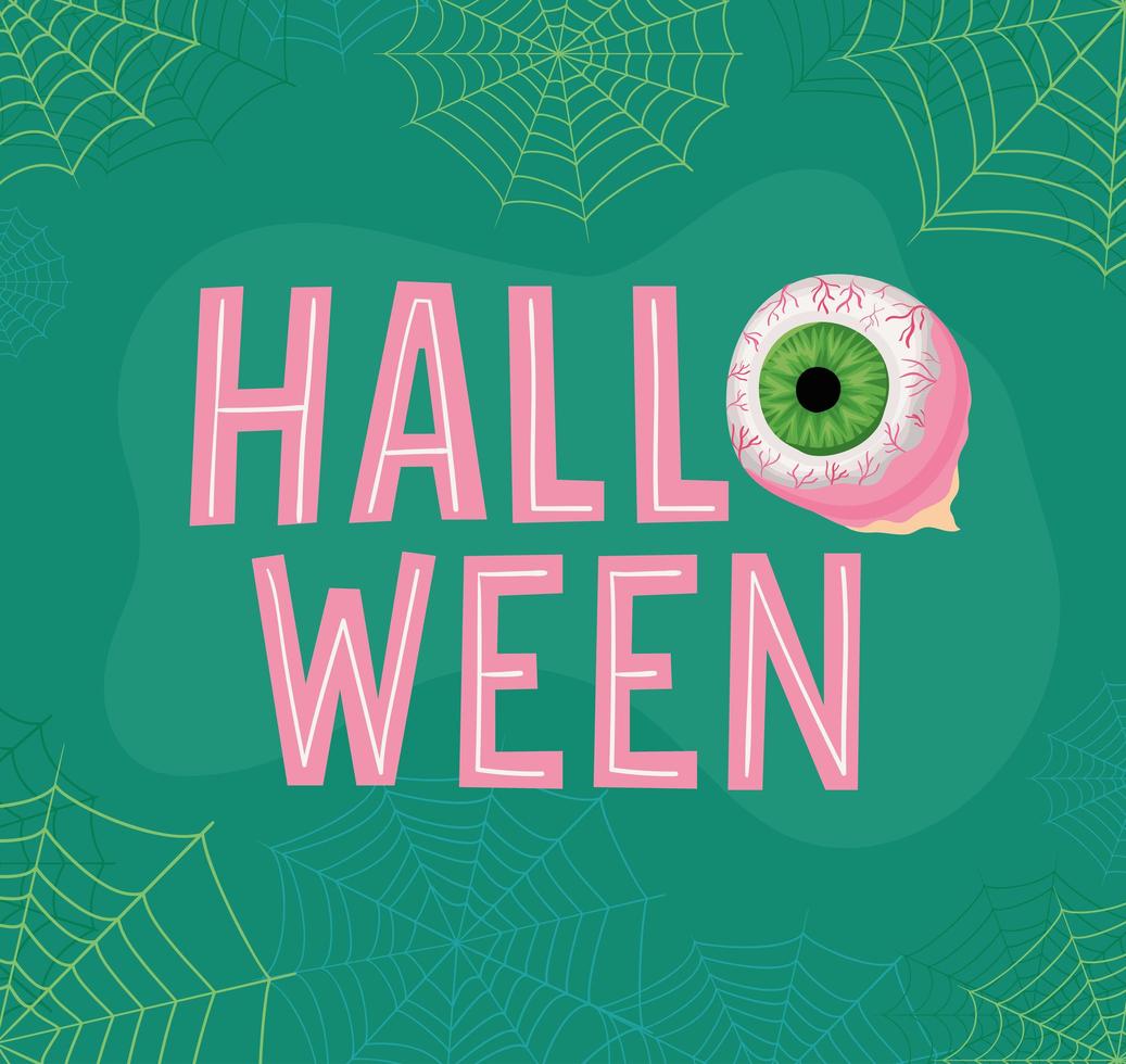 halloween achtergrond met cartoon belettering vector