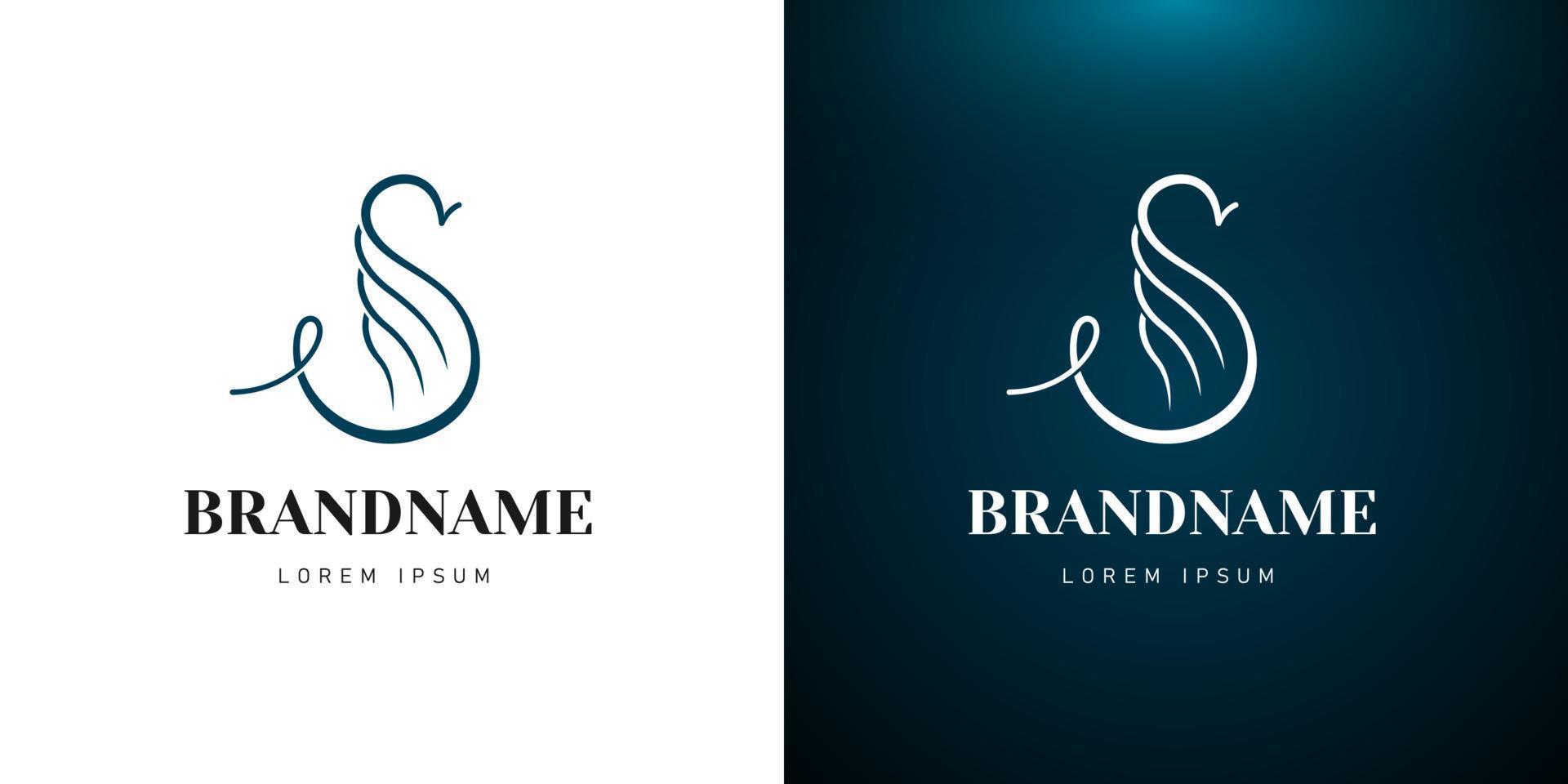 eerste brief s in vorm van bevallig stijl zwaan reeks voor bedrijf identiteit logotype concept. gecombineerd vogel met Vleugels lineair logo voor bedrijf monogram ontwerp. vector eps elegant teken