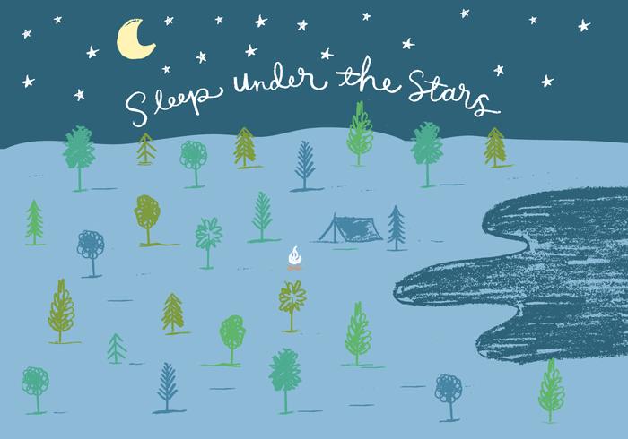 slaap onder de sterren camping illustratie vector