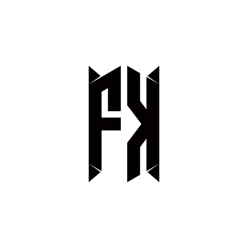 fk logo monogram met schild vorm ontwerpen sjabloon vector