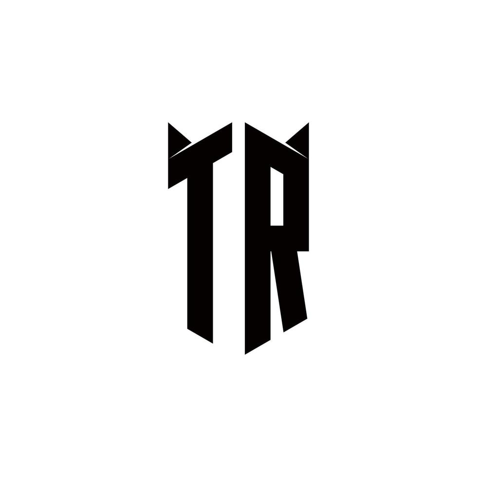 tr logo monogram met schild vorm ontwerpen sjabloon vector