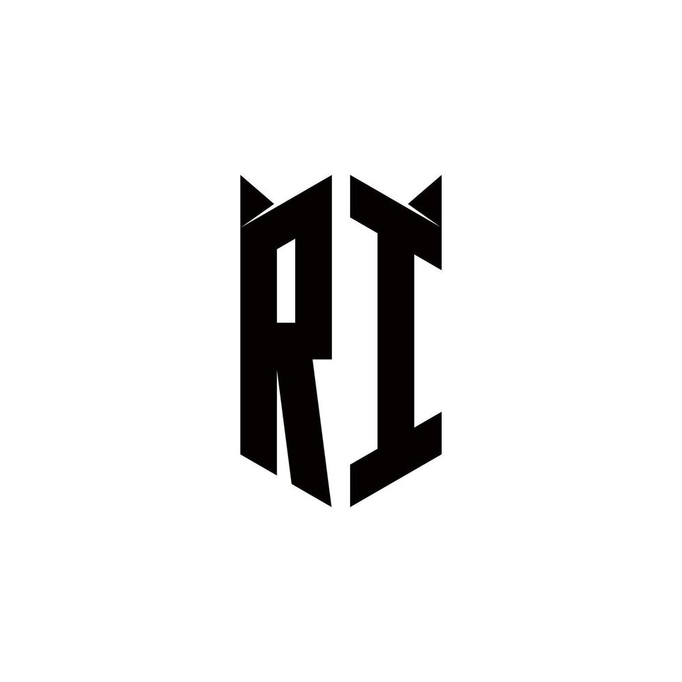 ri logo monogram met schild vorm ontwerpen sjabloon vector