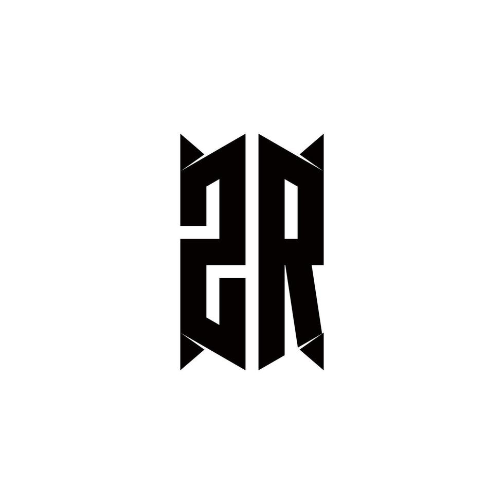 zr logo monogram met schild vorm ontwerpen sjabloon vector