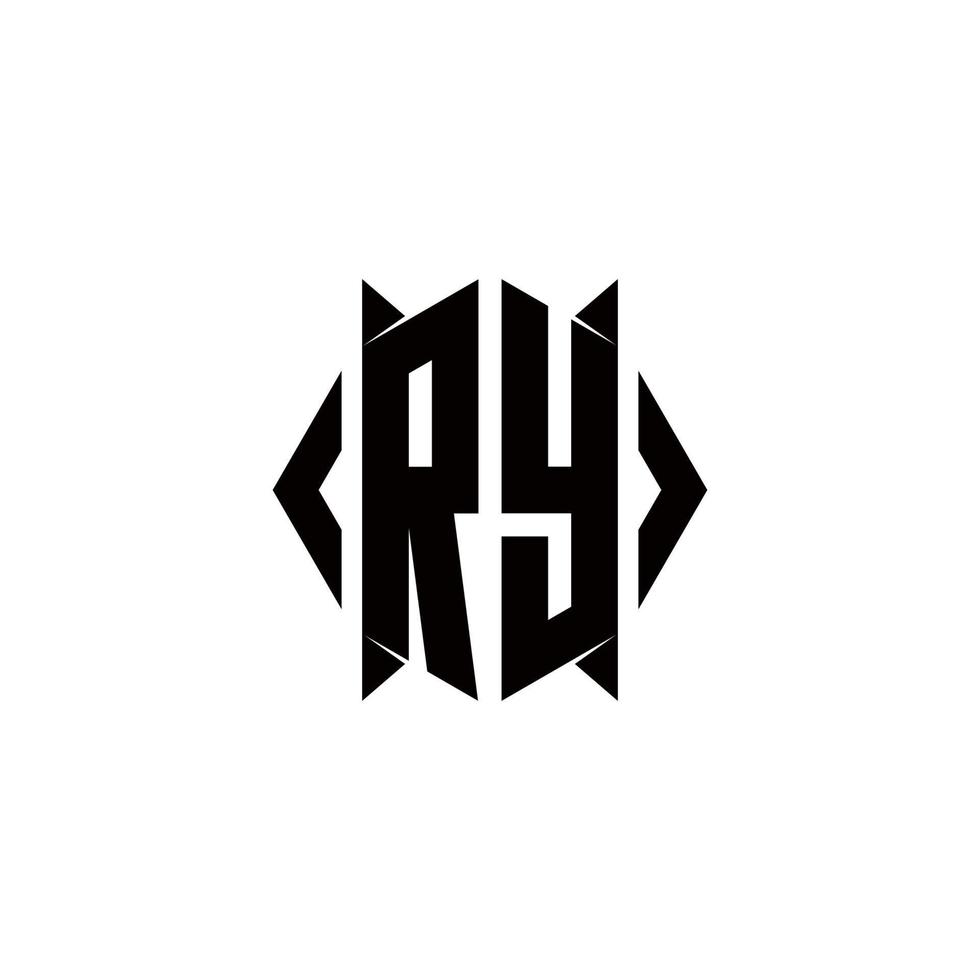 ry logo monogram met schild vorm ontwerpen sjabloon vector