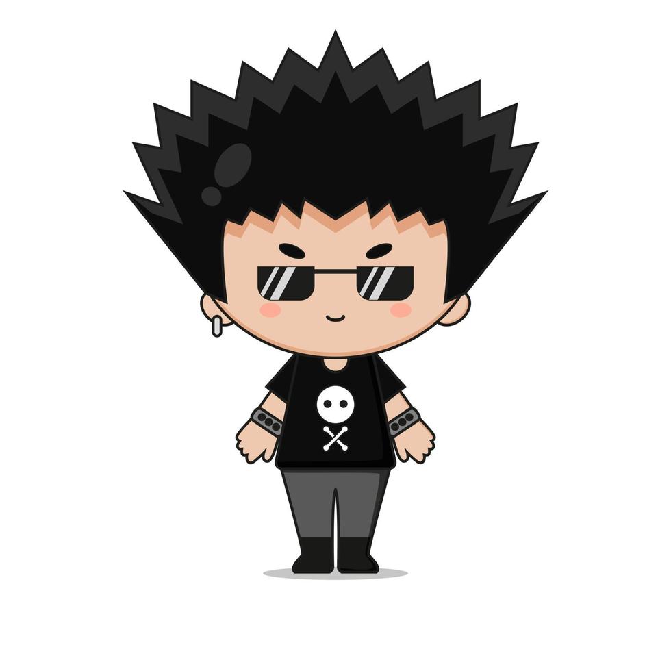 schattige punk jongen mascotte karakter illustratie vector