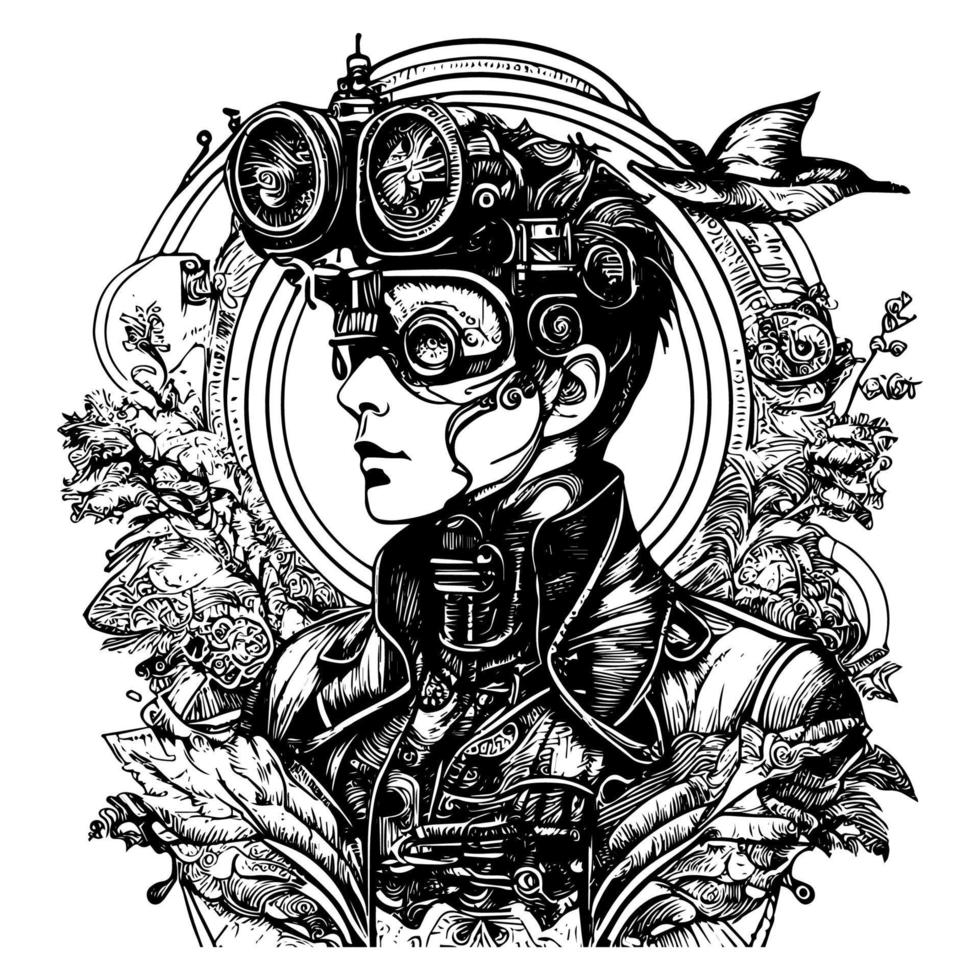 steampunk sirene de ingewikkeld en stoutmoedig stijl van steampunk Mens illustraties omarmen de retro-futuristisch esthetisch van deze uniek tekens vector