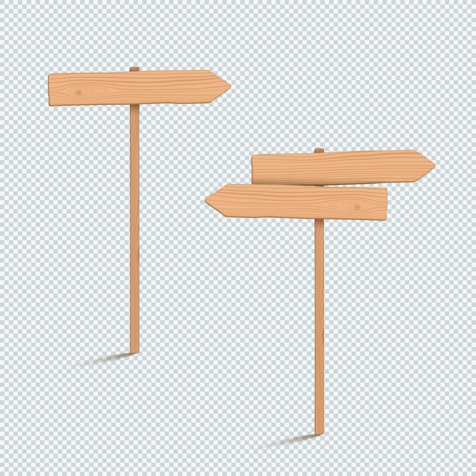 houten bord geplaatst met duidelijke lege 3d twee richtingspijl vector
