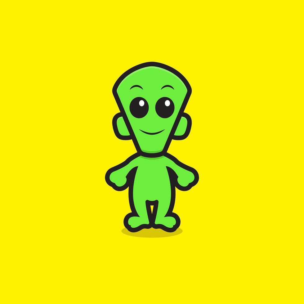 schattig groen buitenaards mascotte karakter vector