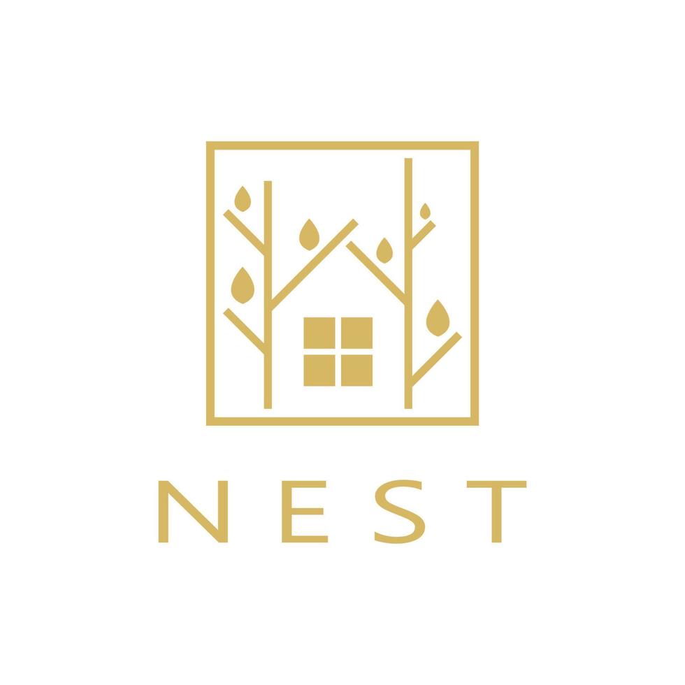 vogel nest logo icoon illustratie ontwerp sjabloon, voor vogel boerderij, vogel bedrijf, vogel huis, vogel behoud met modern minimalistische vector concept