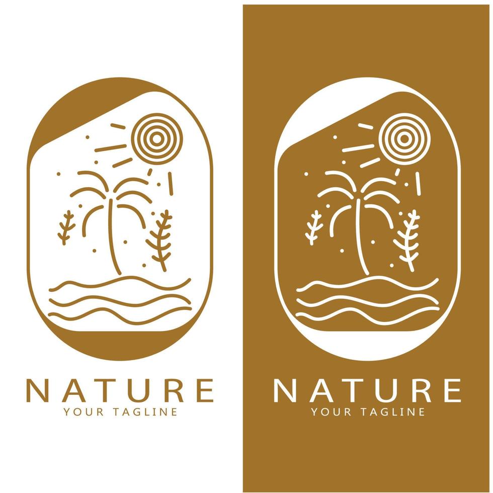 natuur vector logo. met bomen, rivieren, zeeën, bergen, bedrijf emblemen, reizen insignes, , ecologisch Gezondheid