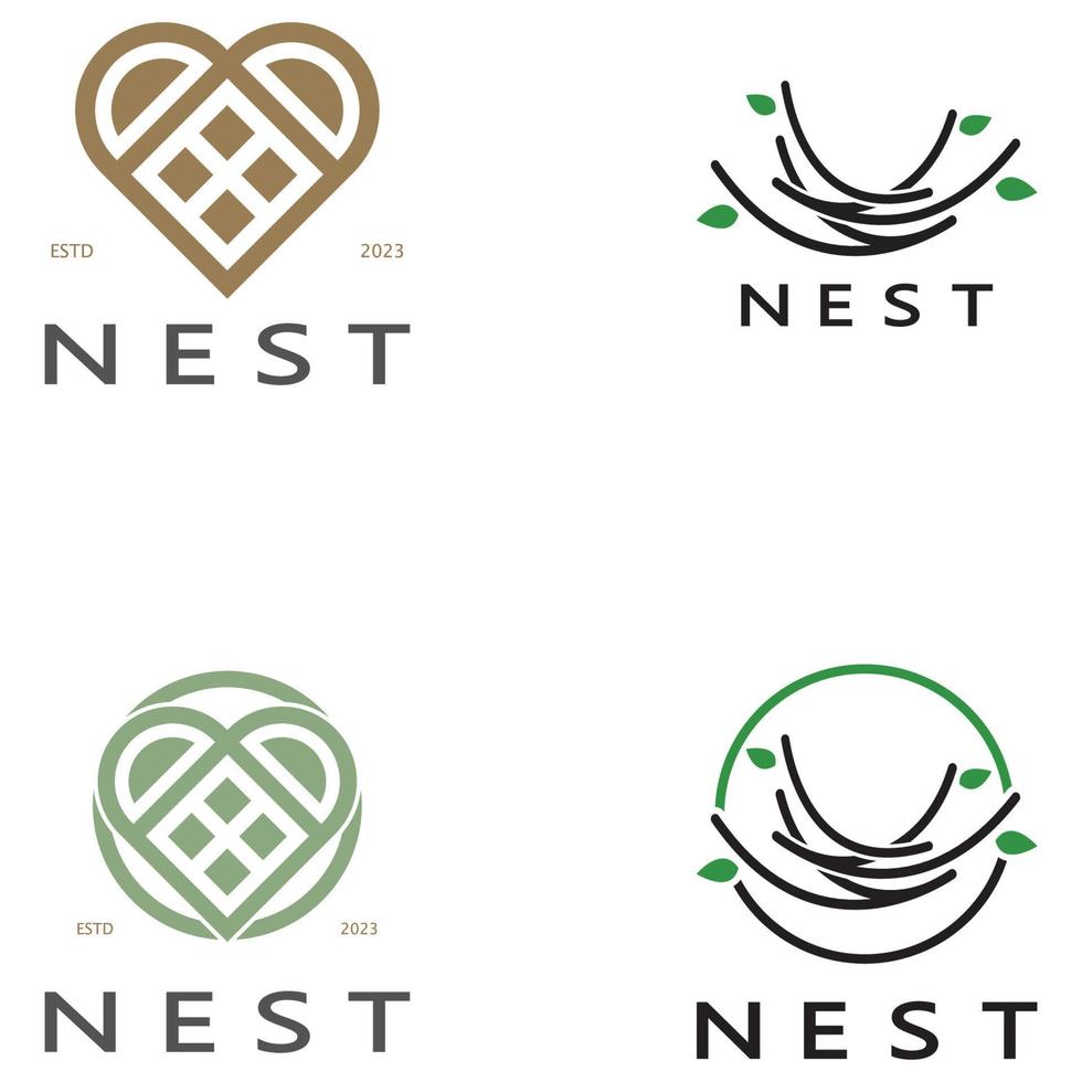 vogel nest logo icoon illustratie ontwerp sjabloon, voor vogel boerderij, vogel bedrijf, vogel huis, vogel behoud met modern minimalistische vector concept