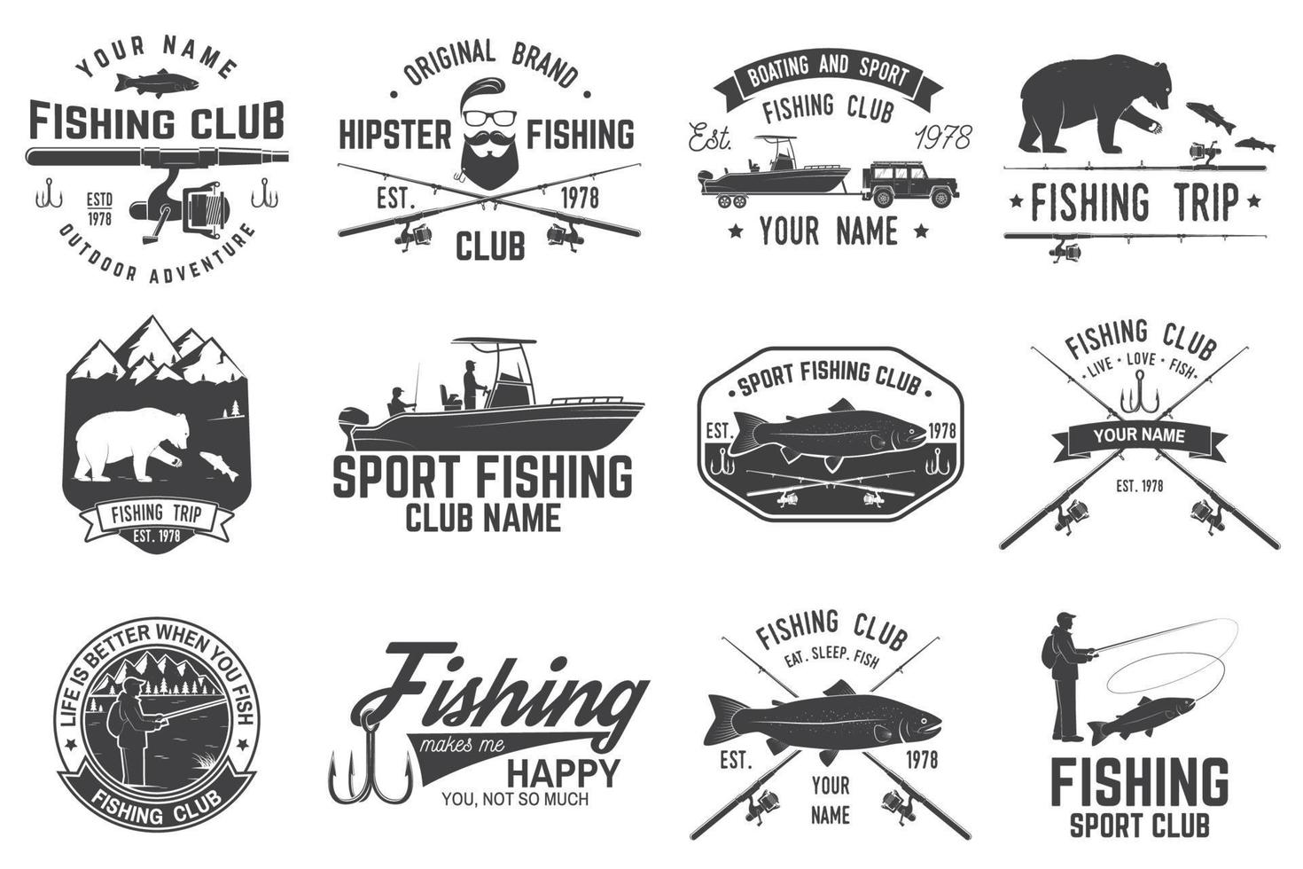 visvangst sport club. vector illustratie.