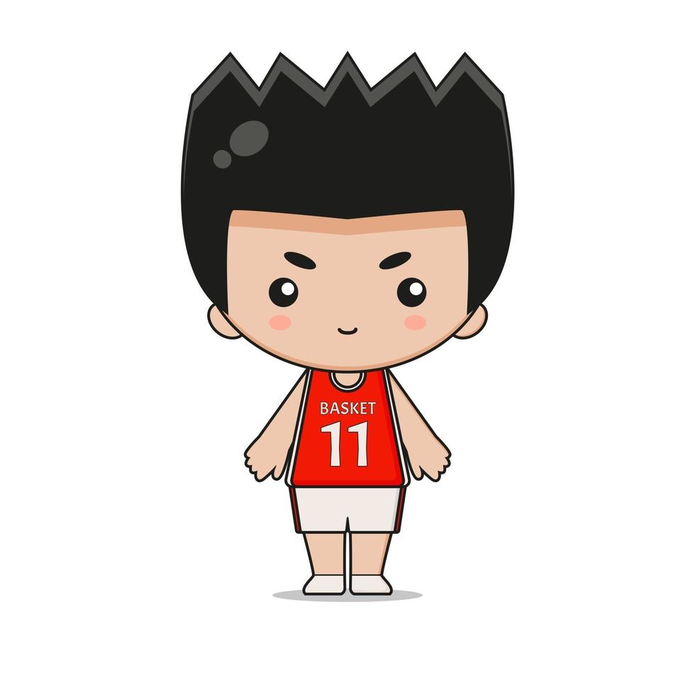 schattige basketbalspeler mascotte illustratie vector