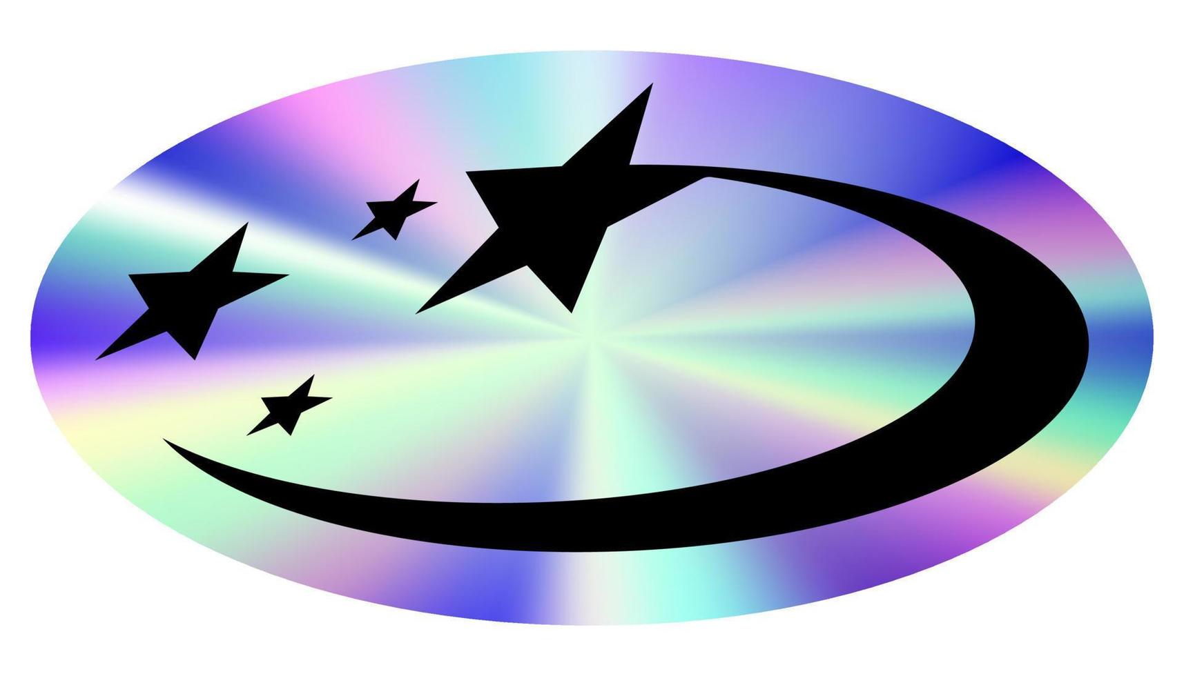 holografische sticker in modieus retro y2k stijl voor uw ontwerp. vector grafisch met getextureerde folie effect. nostalgie voor de jaren 80, jaren 90, jaren 2000