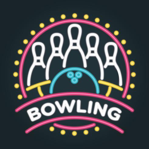 Neon Bowling vectorillustratie vector