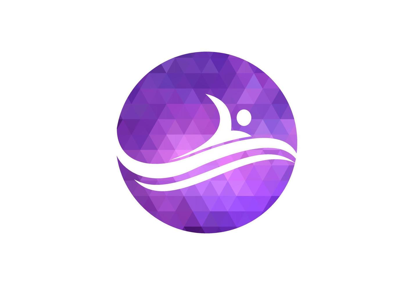 laag poly en creatief zwemmen logo ontwerp, vector illustratie