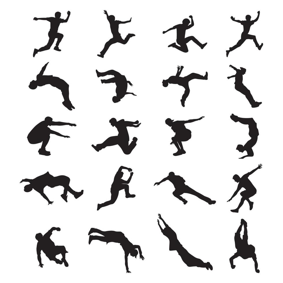 reeks parkour silhouet vector illustratie.