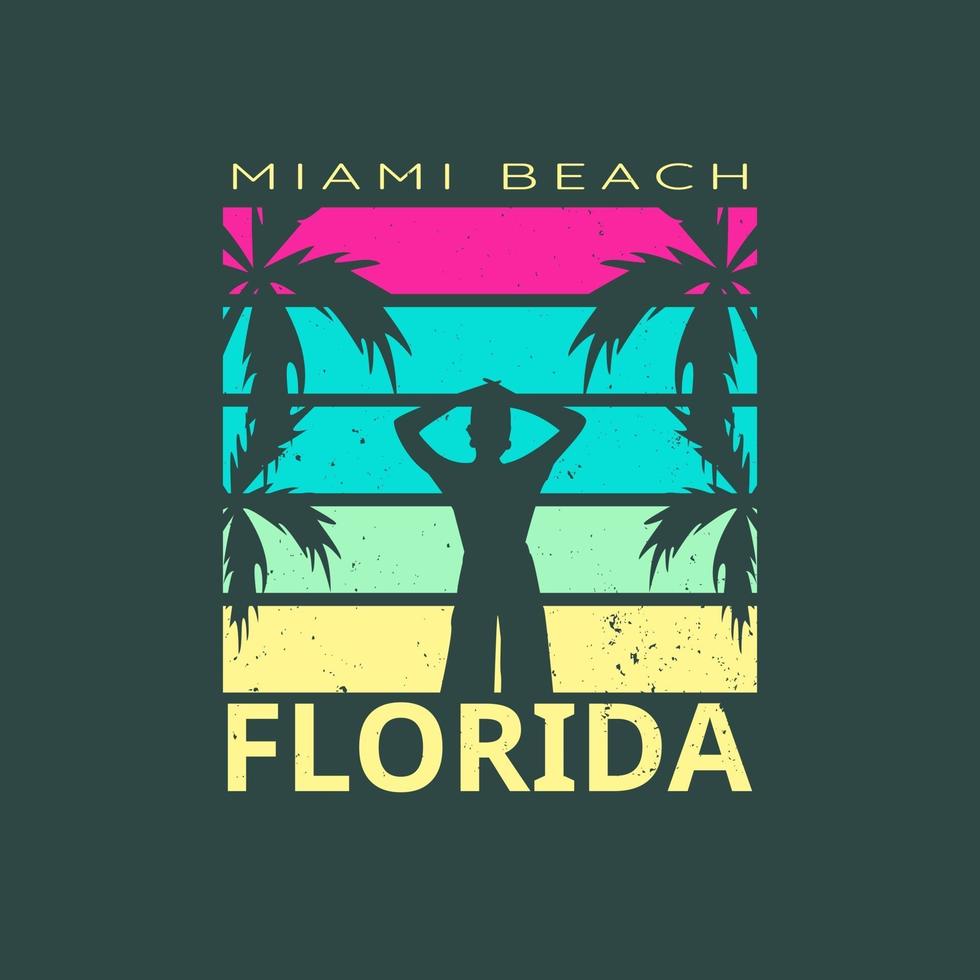 illustratie van Miami Beach Paradise Florida voor surfen vector