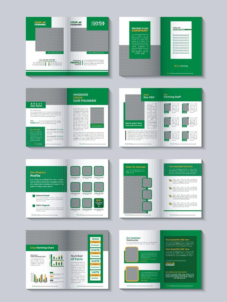 landbouw en agrarisch tweevoudig brochure sjabloon of bedrijf profiel brochure ontwerp vector