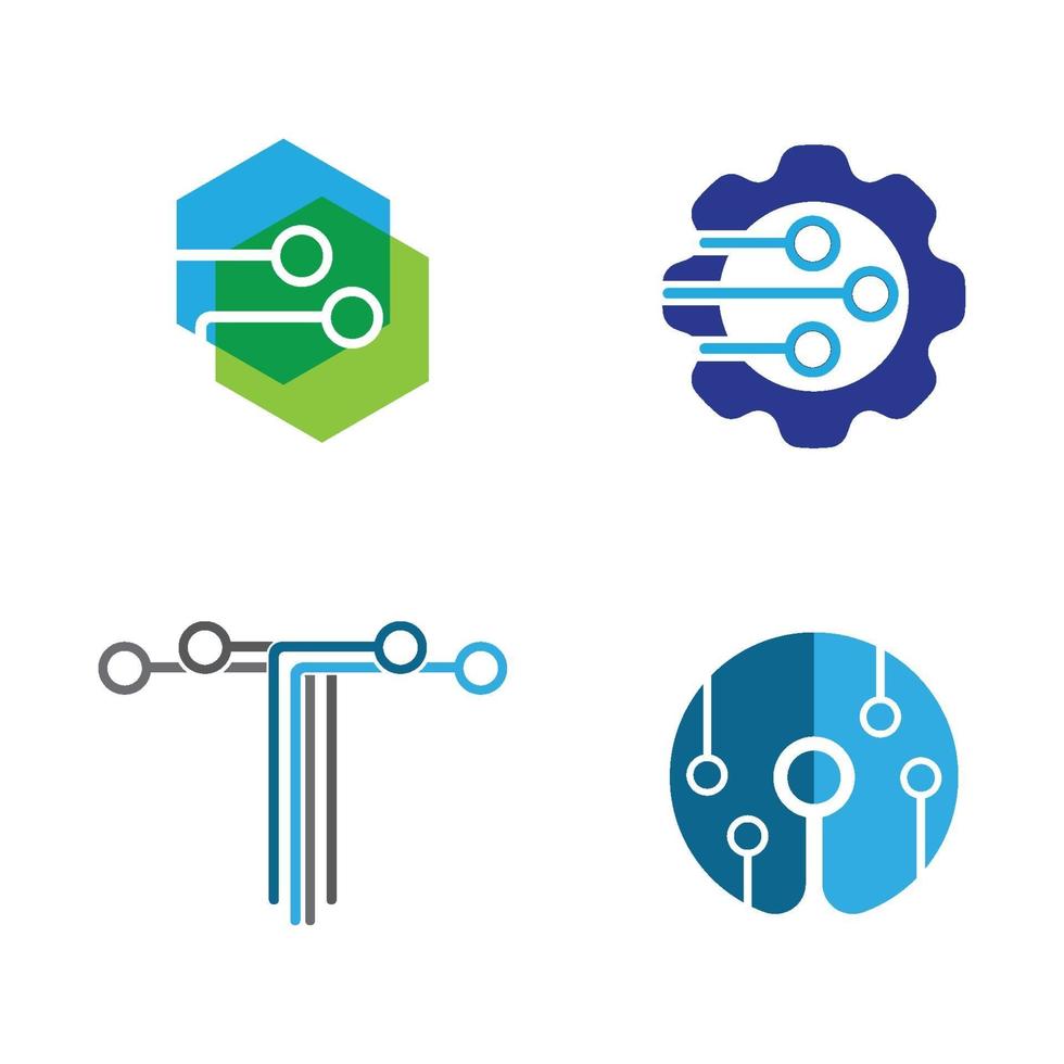 technologie logo afbeeldingen illustratie set vector