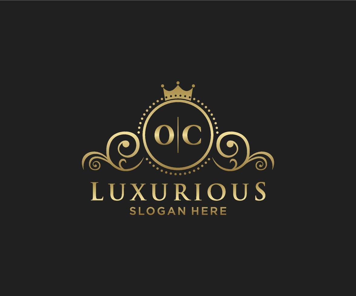 eerste oc brief Koninklijk luxe logo sjabloon in vector kunst voor restaurant, royalty, boetiek, cafe, hotel, heraldisch, sieraden, mode en andere vector illustratie.