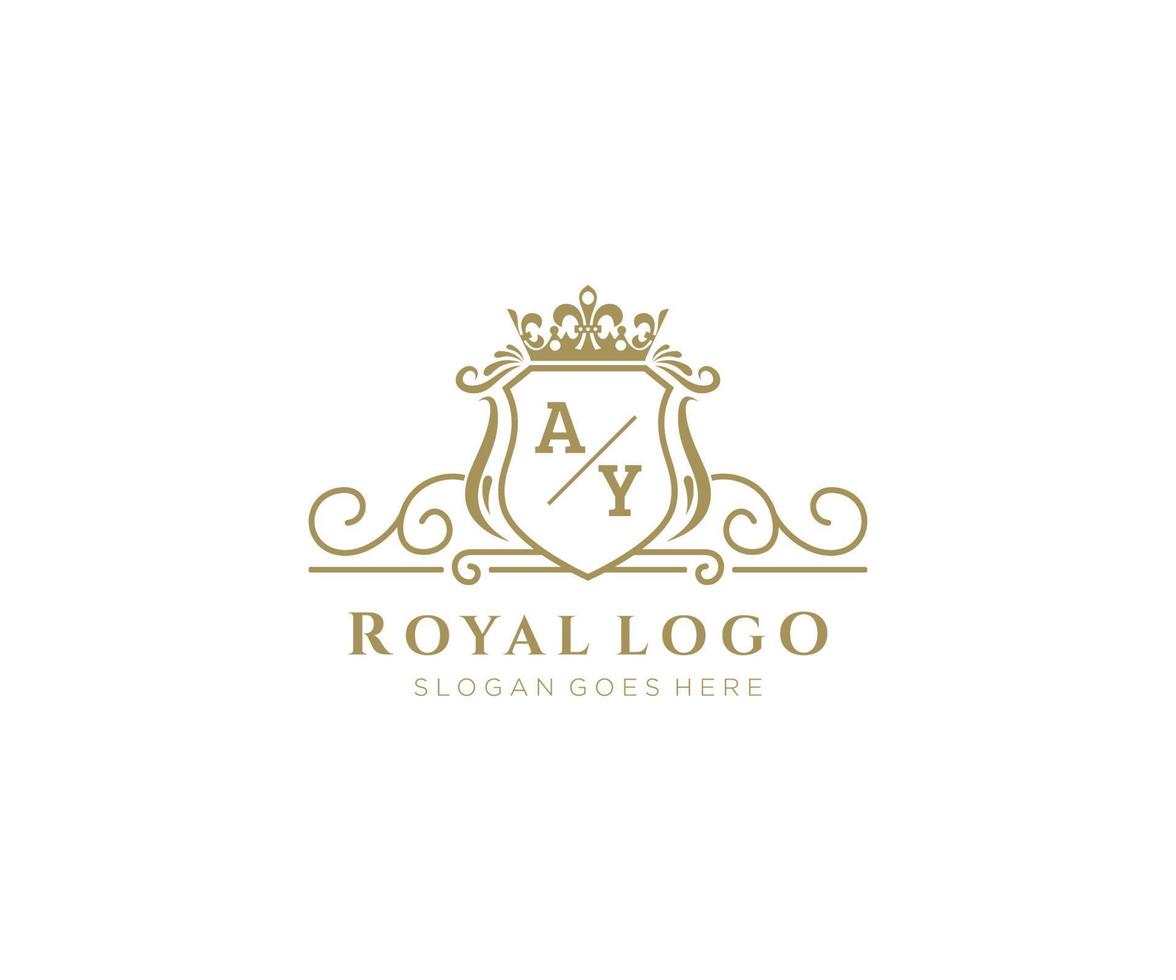 eerste ay brief luxueus merk logo sjabloon, voor restaurant, royalty, boetiek, cafe, hotel, heraldisch, sieraden, mode en andere vector illustratie.