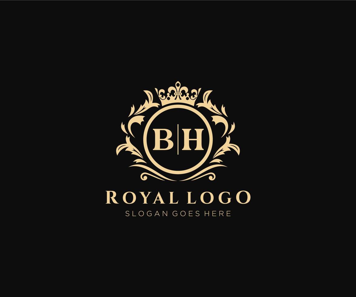 eerste bh brief luxueus merk logo sjabloon, voor restaurant, royalty, boetiek, cafe, hotel, heraldisch, sieraden, mode en andere vector illustratie.