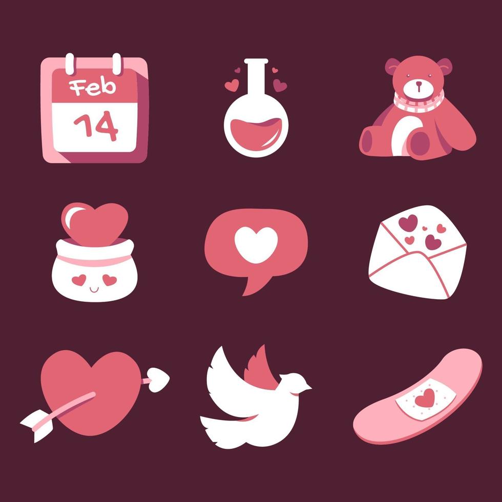 Valentijnsdagillustraties voor kaartenposter of stickers vector