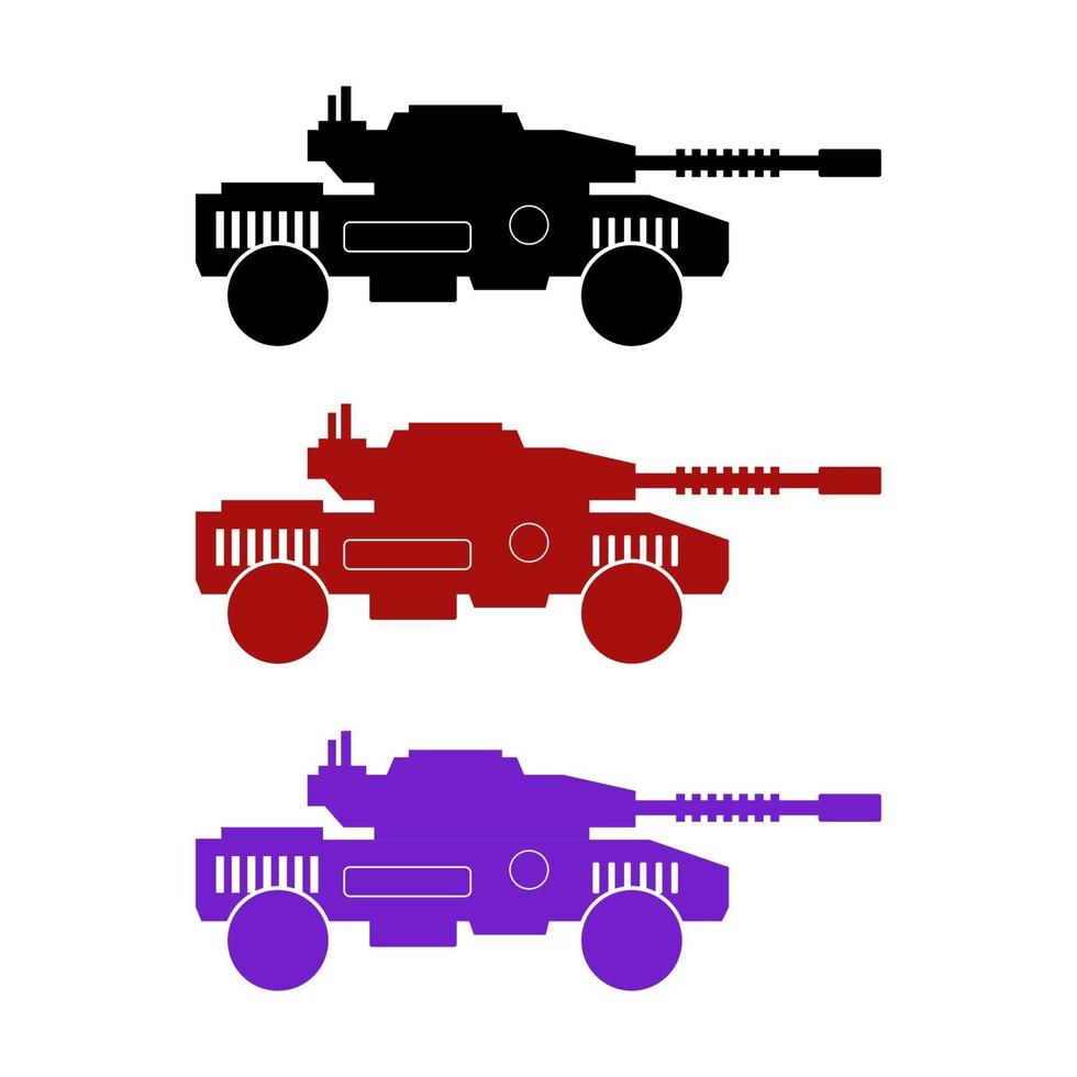 tank ingesteld op witte achtergrond vector