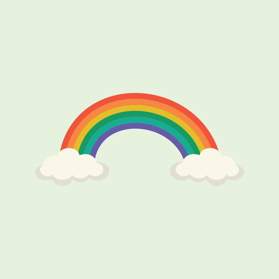 regenboog en wolken vlak illustratie vector