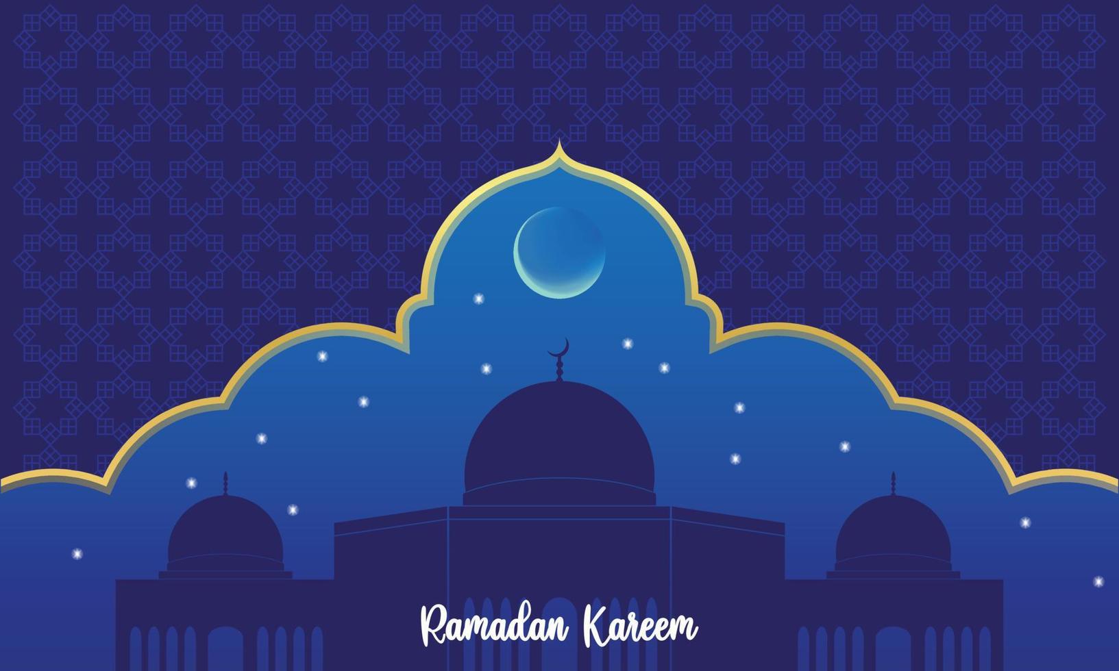 Ramadan kareem, moskee, maan en sterren beweging grafisch. gemakkelijk moslim achtergrond vector