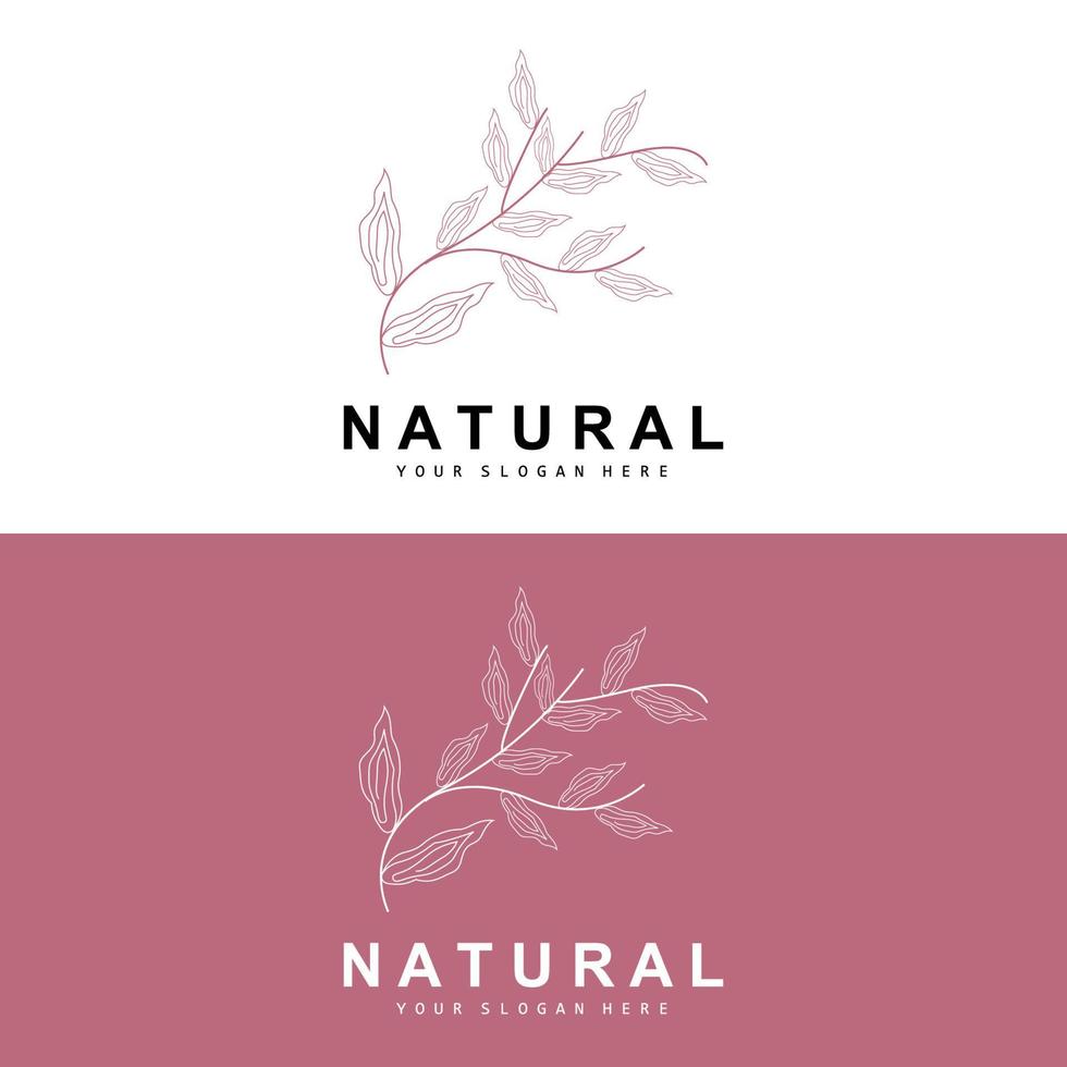 gemakkelijk botanisch blad en bloem logo, vector natuurlijk lijn stijl, decoratie ontwerp, banier, folder, bruiloft uitnodiging, en Product branding