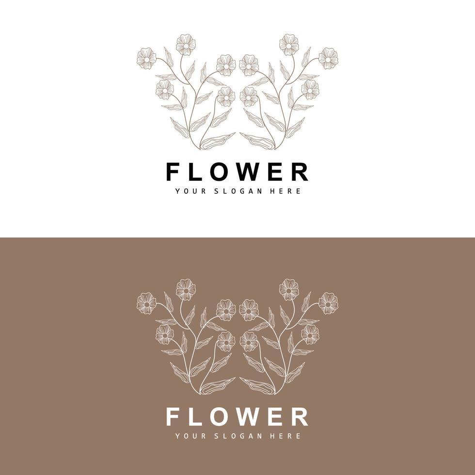 gemakkelijk botanisch blad en bloem logo, vector natuurlijk lijn stijl, decoratie ontwerp, banier, folder, bruiloft uitnodiging, en Product branding