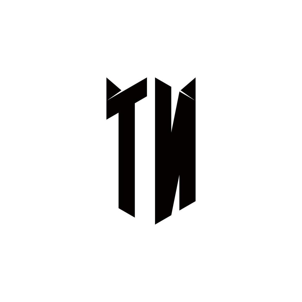 tn logo monogram met schild vorm ontwerpen sjabloon vector