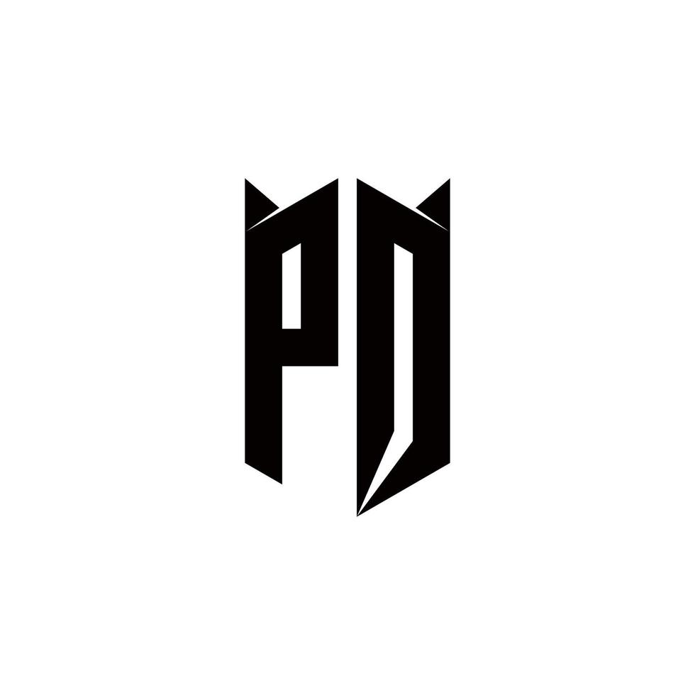 pq logo monogram met schild vorm ontwerpen sjabloon vector