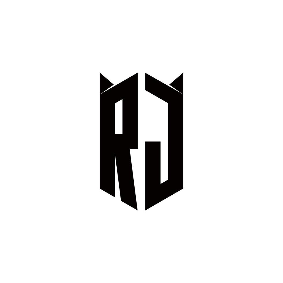 rj logo monogram met schild vorm ontwerpen sjabloon vector