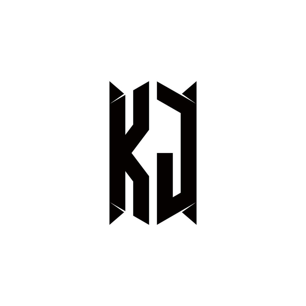 kj logo monogram met schild vorm ontwerpen sjabloon vector